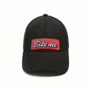 Bite Me Classic Black Baseball Cap, Adjustable Sun Hat Breathable‎ Lightweight